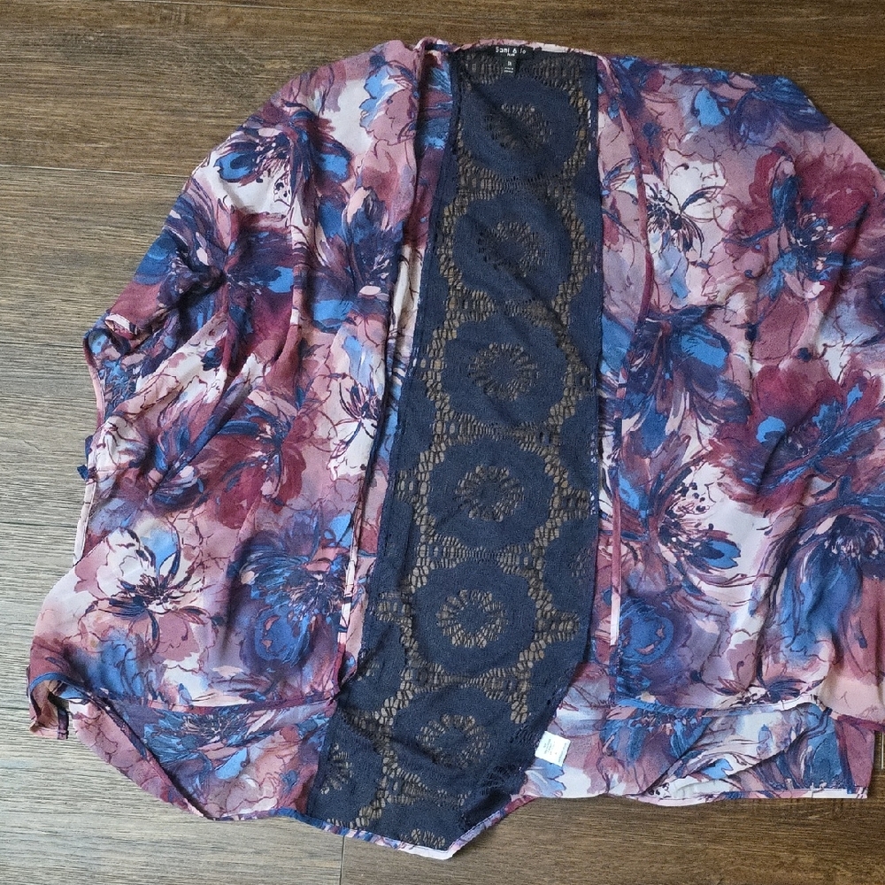 Sami & Jo Multicolor Floral Blazer with Lace Panel
